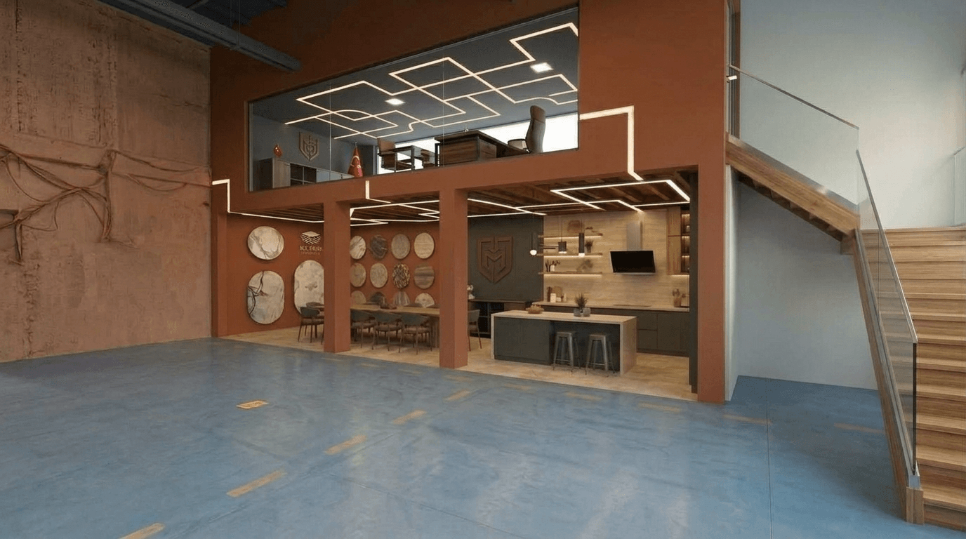 Interior design in Loft / Industrial style — showroom by GenRoom AI