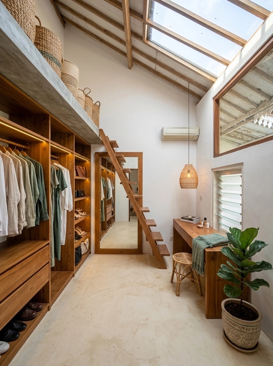 İç mekân tasarımı Bohemian stili — wardrobe GenRoom AI