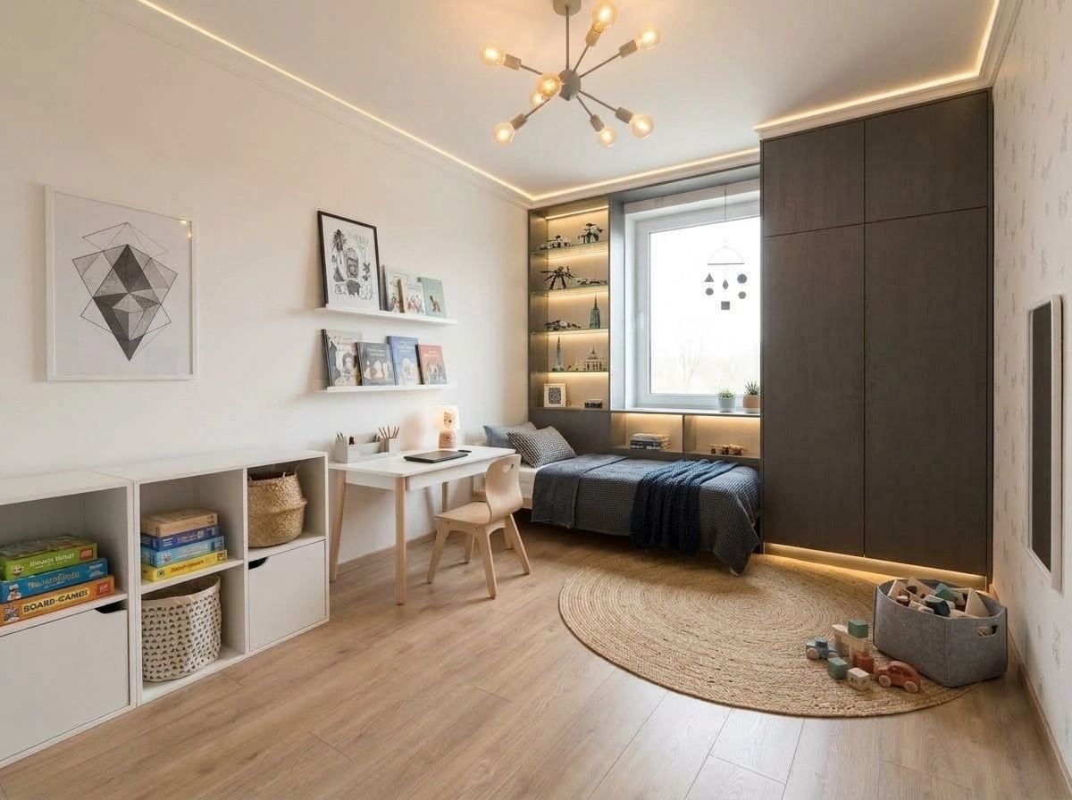 Scandinavian Kids Room design — interior photo by GenRoom AI