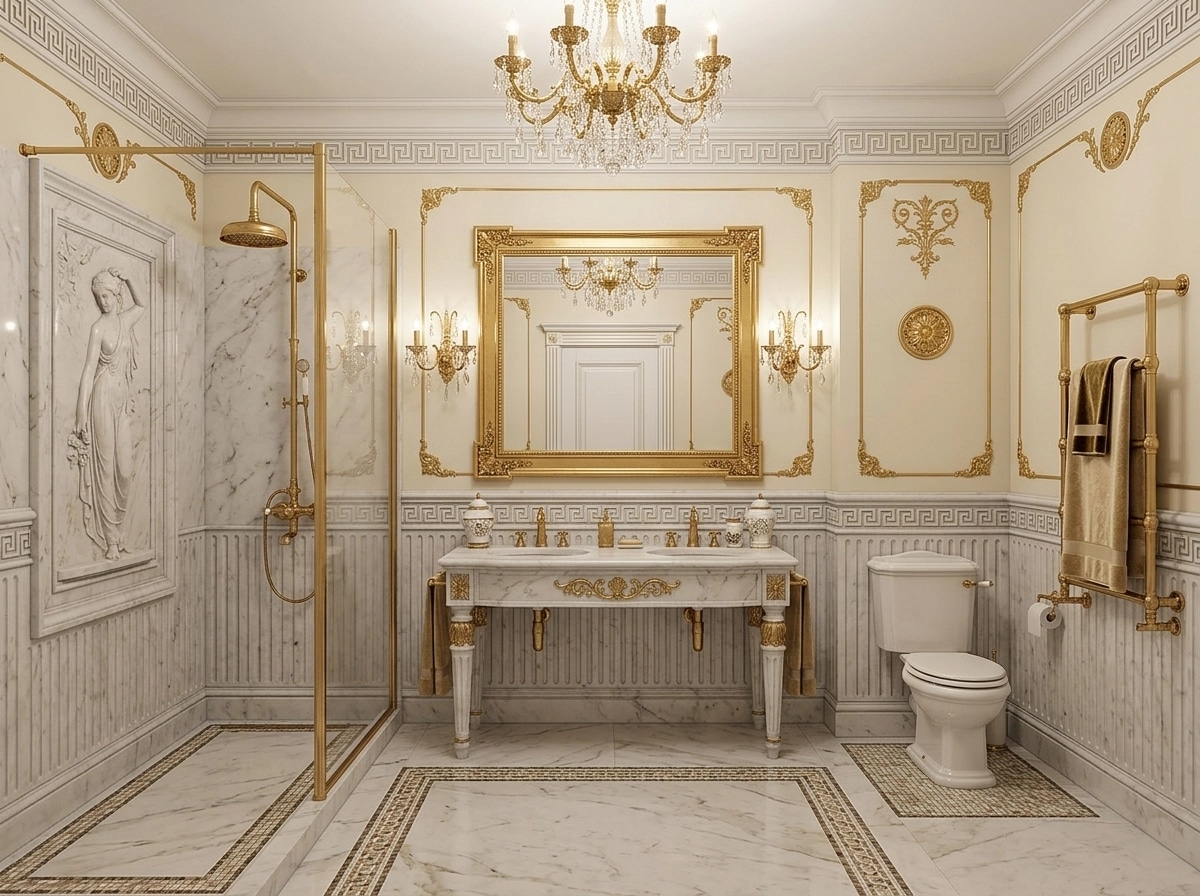 Bathroom interior in Neoclassic style — photo by GenRoom AI