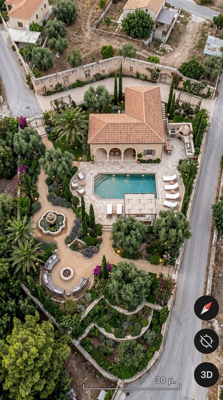 Landscape design in Mediterranean Yard style — Yard by GenRoom AI
