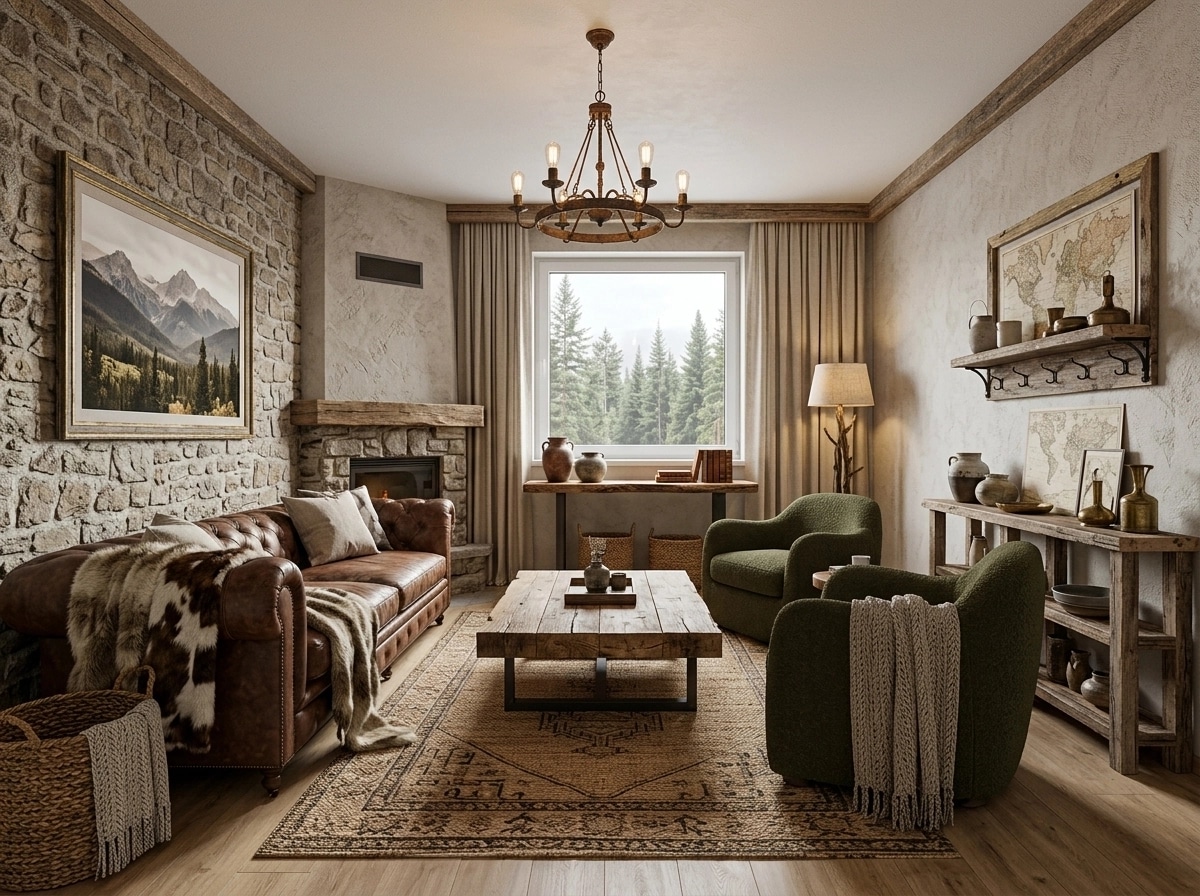 Rustic Living Room design — interior photo by GenRoom AI