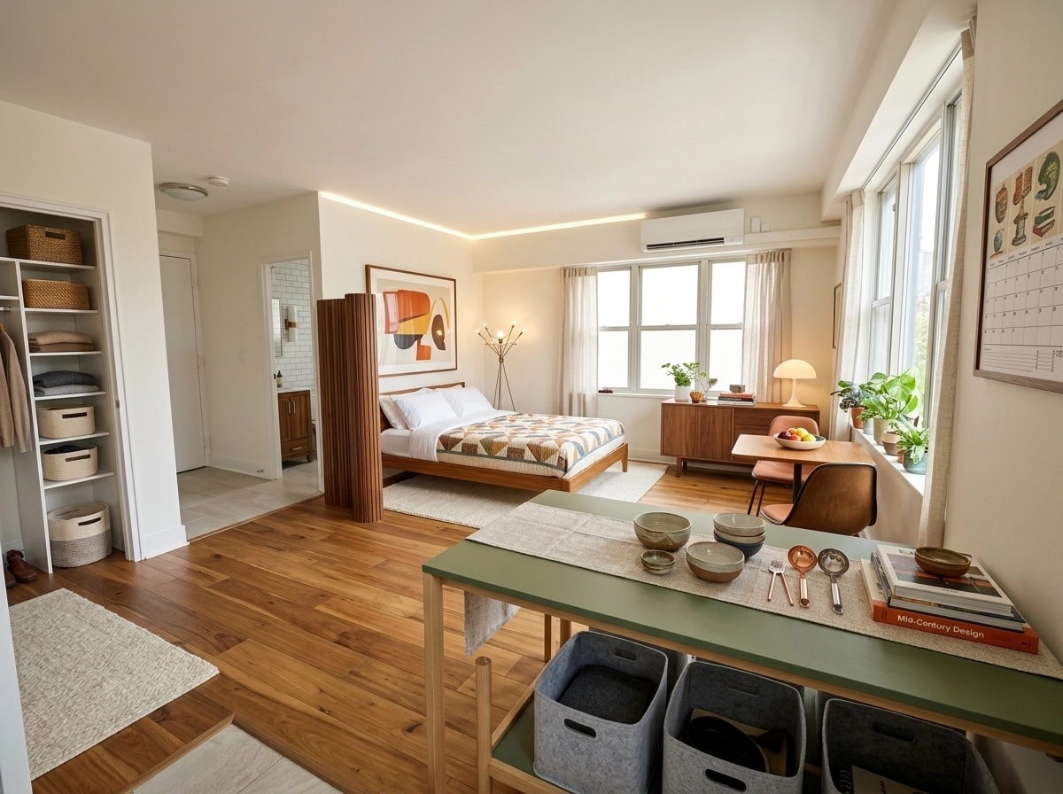 Design de interiores em estilo Mid-Century Modern — studio por GenRoom AI