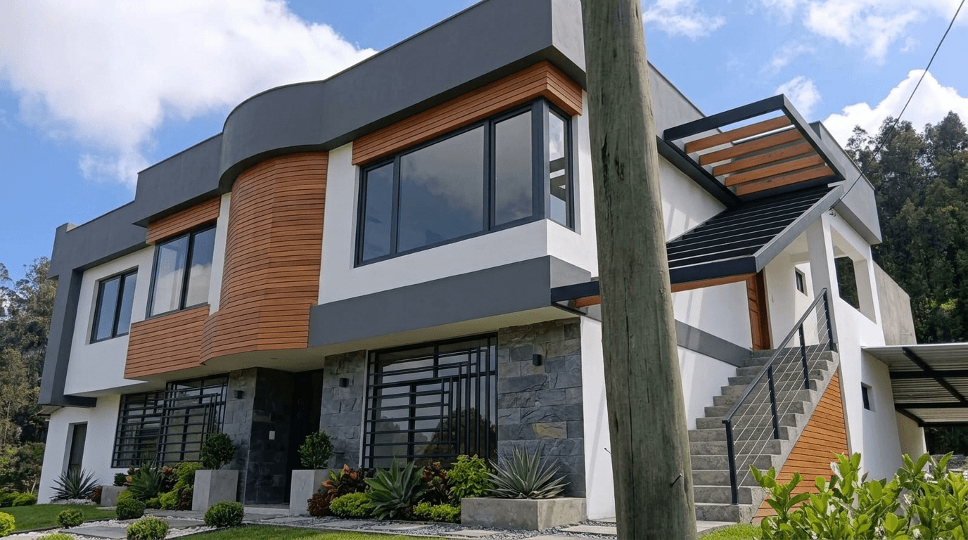 Fasad desain di Contemporary Facade gaya — Fasad oleh GenRoom AI