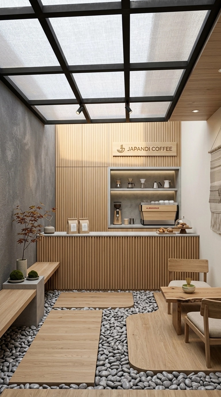 Interior design in Japandi style — cafe by GenRoom AI