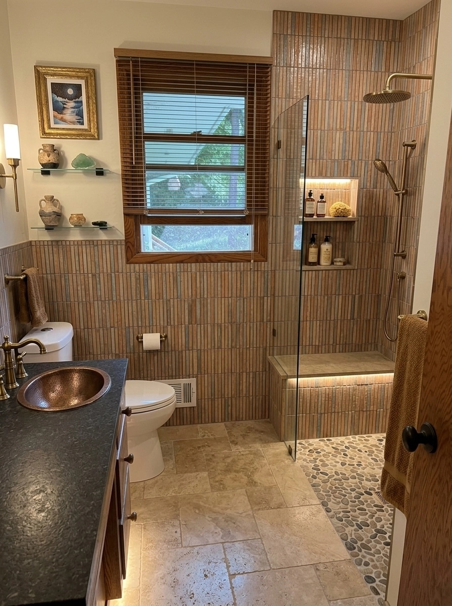Bathroom interior in Mediterranean style — photo by GenRoom AI