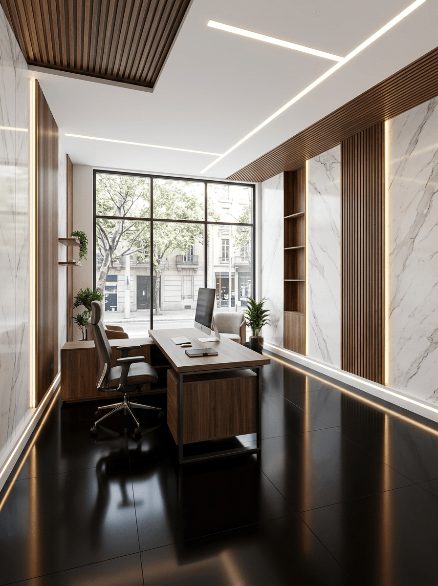 التصميم الداخلي بنمط Minimalism — المكتب من GenRoom AI