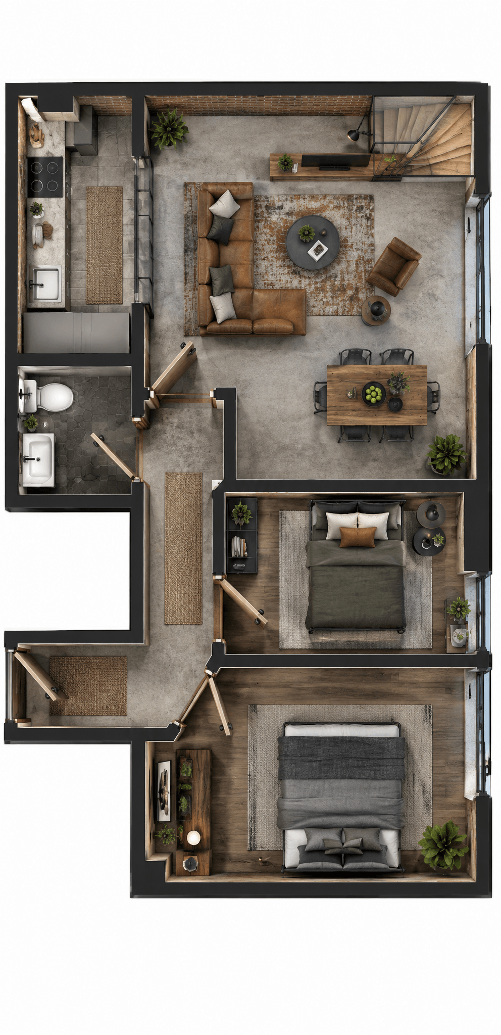 Interior design in Loft / Industrial style — Living Room by GenRoom AI