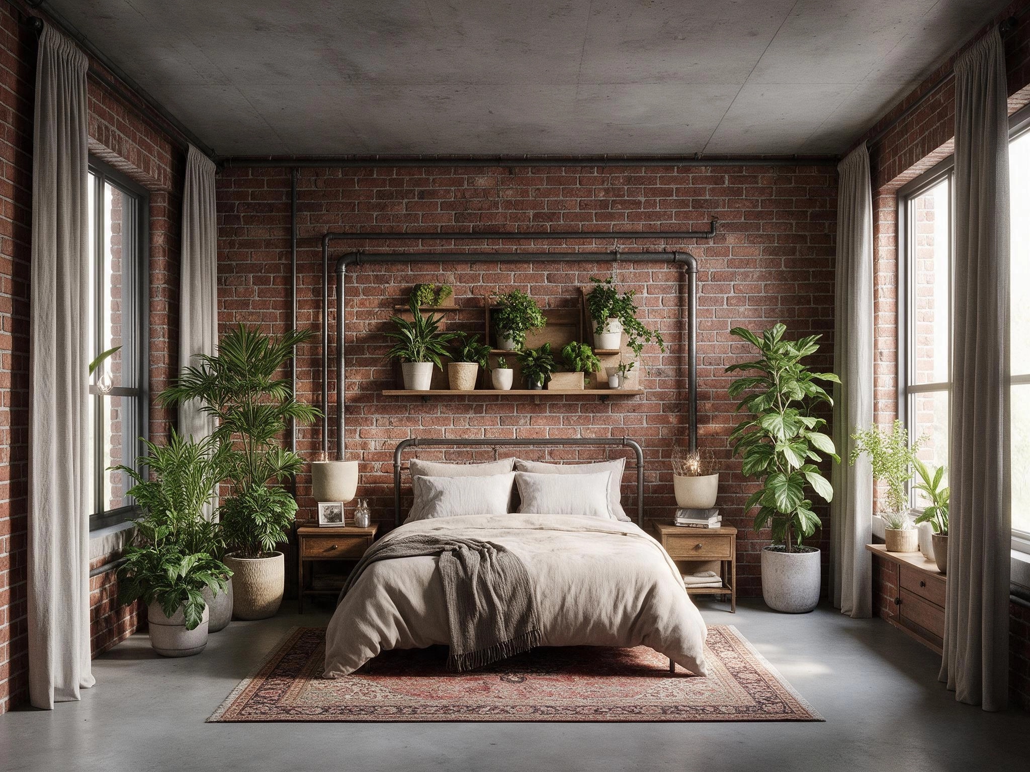 Interior design in Loft / Industrial style — Bedroom by GenRoom AI