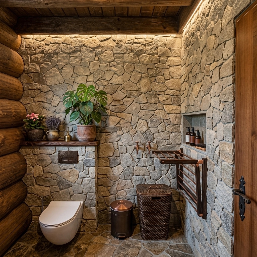 Bathroom interior in Rustic style — photo by GenRoom AI