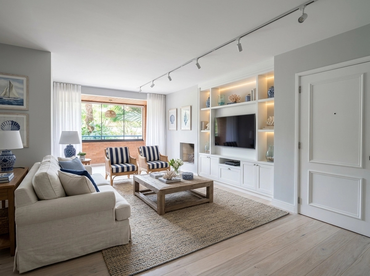 Interior design in Coastal / Hamptons style — Living Room by GenRoom AI