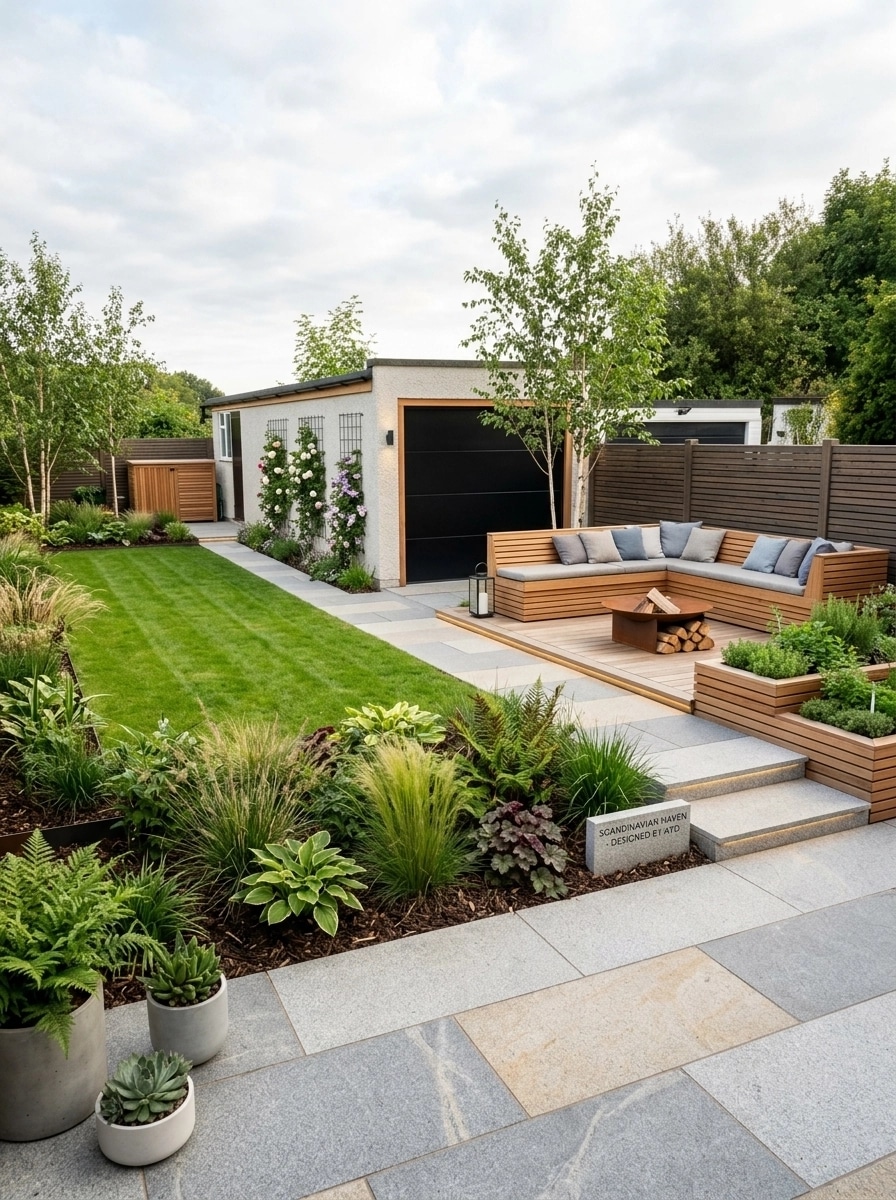Landscape design in Scandinavian Garden style — Yard by GenRoom AI