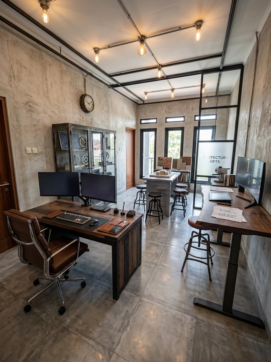 Interior design in Loft / Industrial style — home_office by GenRoom AI