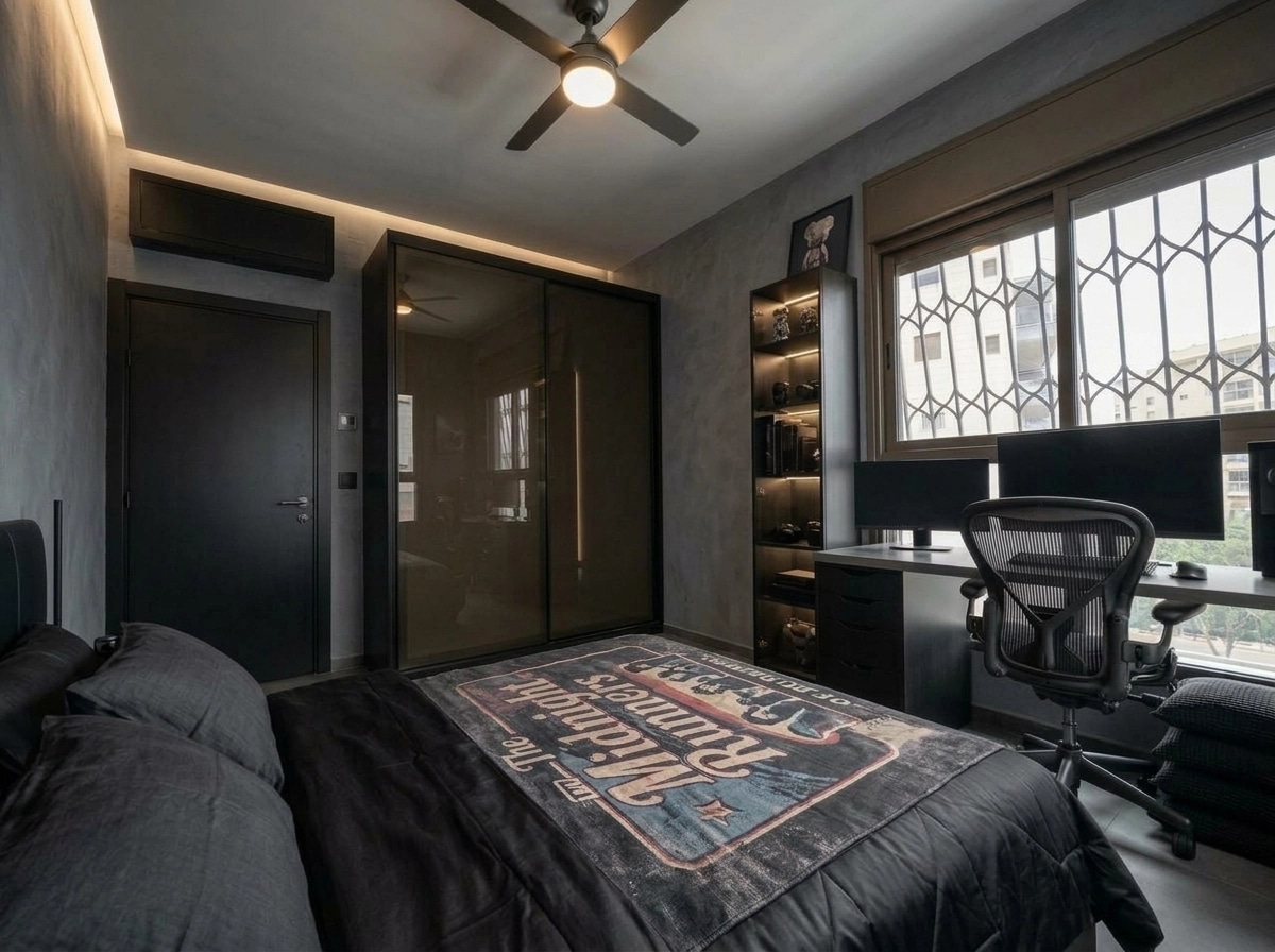 Design de interiores em estilo Blacktec — Quarto por GenRoom AI