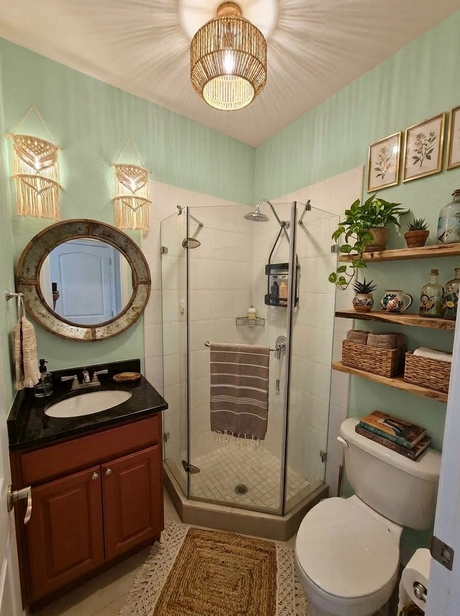 Bohemian Bathroom design — interior photo by GenRoom AI