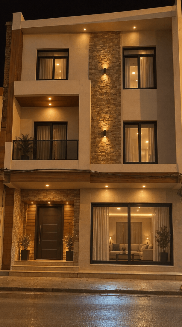 Facade design in Contemporary Facade style — photo by GenRoom AI