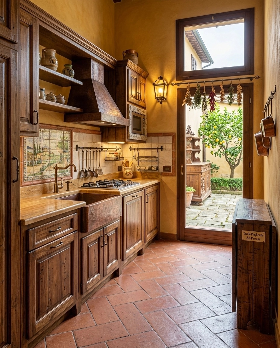 Kitchen interior in Tuscan style — photo by GenRoom AI