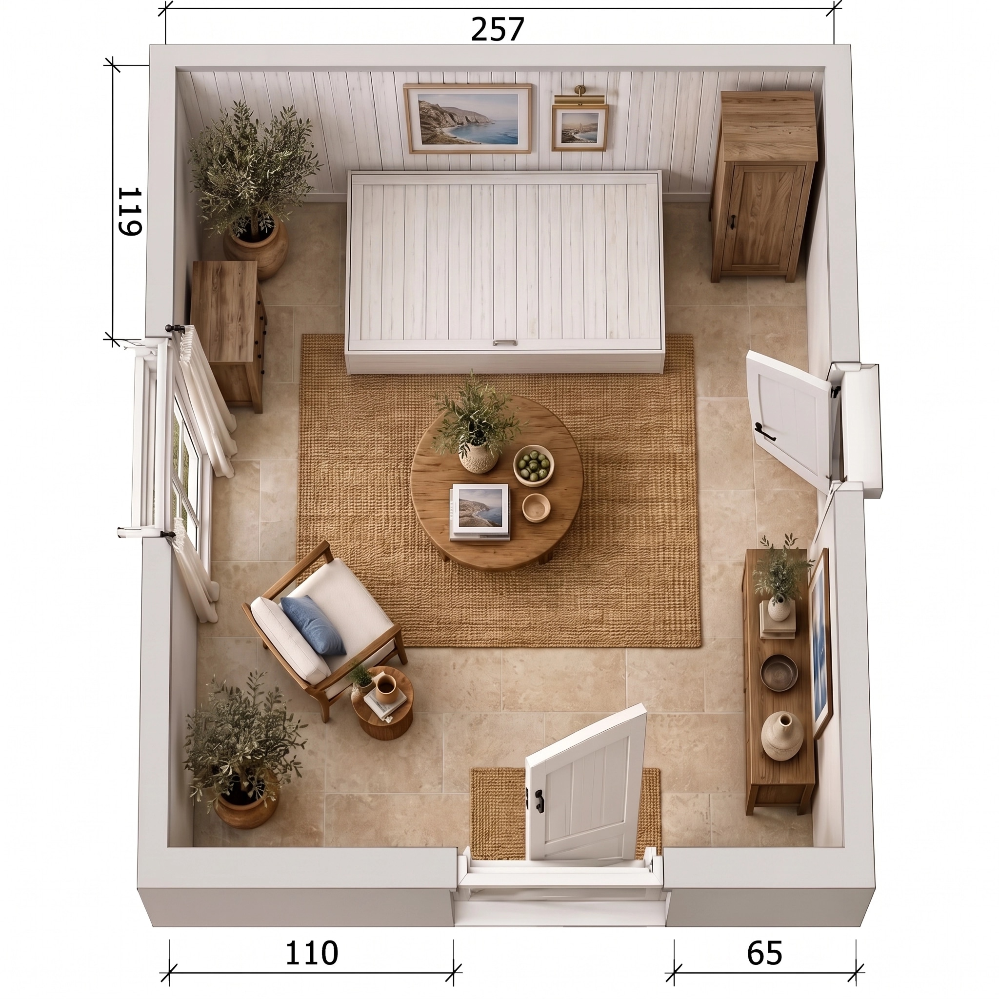 Mediterranean Living Room design — interior photo by GenRoom AI
