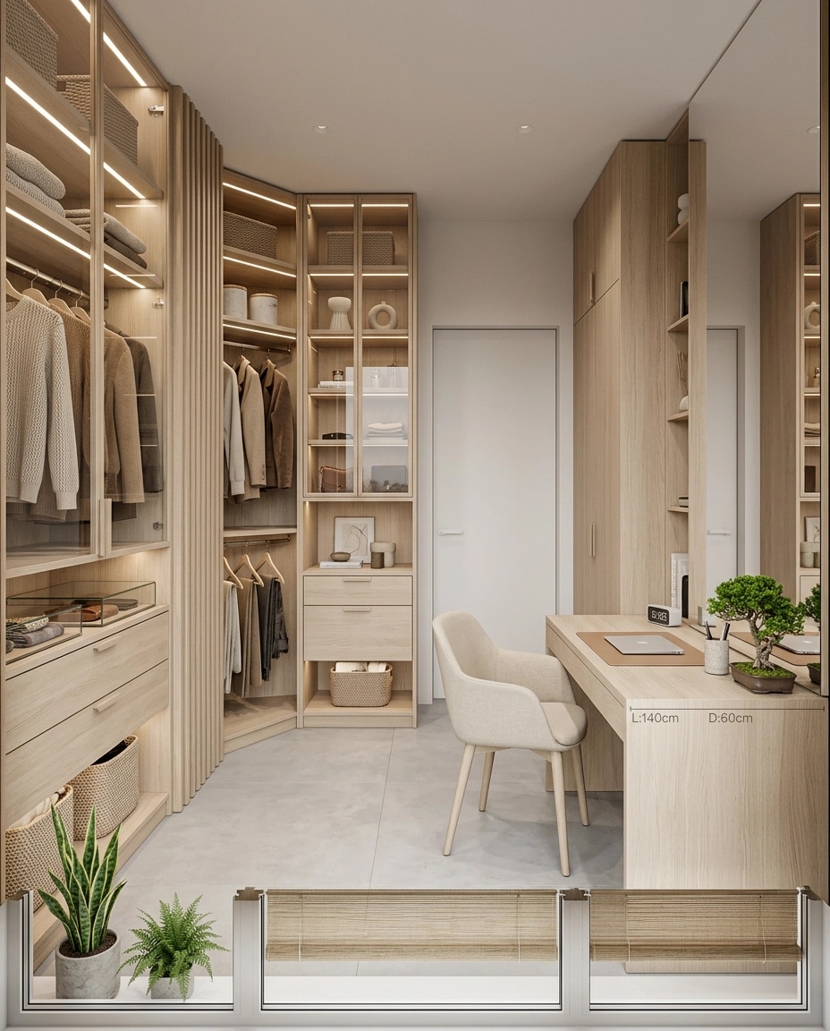 Design de interiores em estilo Japandi — wardrobe por GenRoom AI