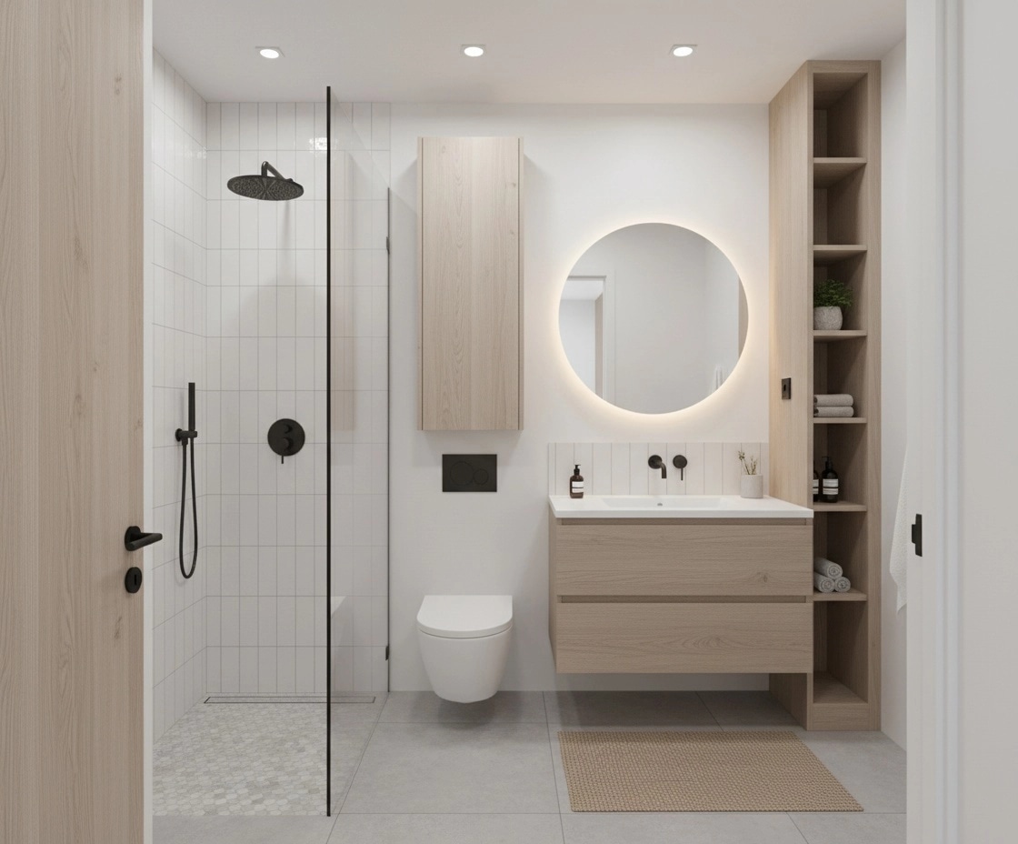 Bathroom interior in Scandinavian style — photo by GenRoom AI