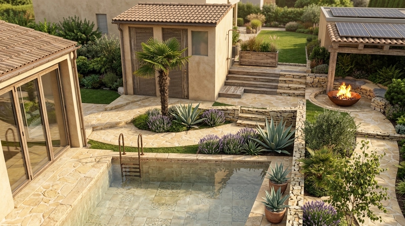 Landscape design in Scandinavian Garden style — Yard by GenRoom AI