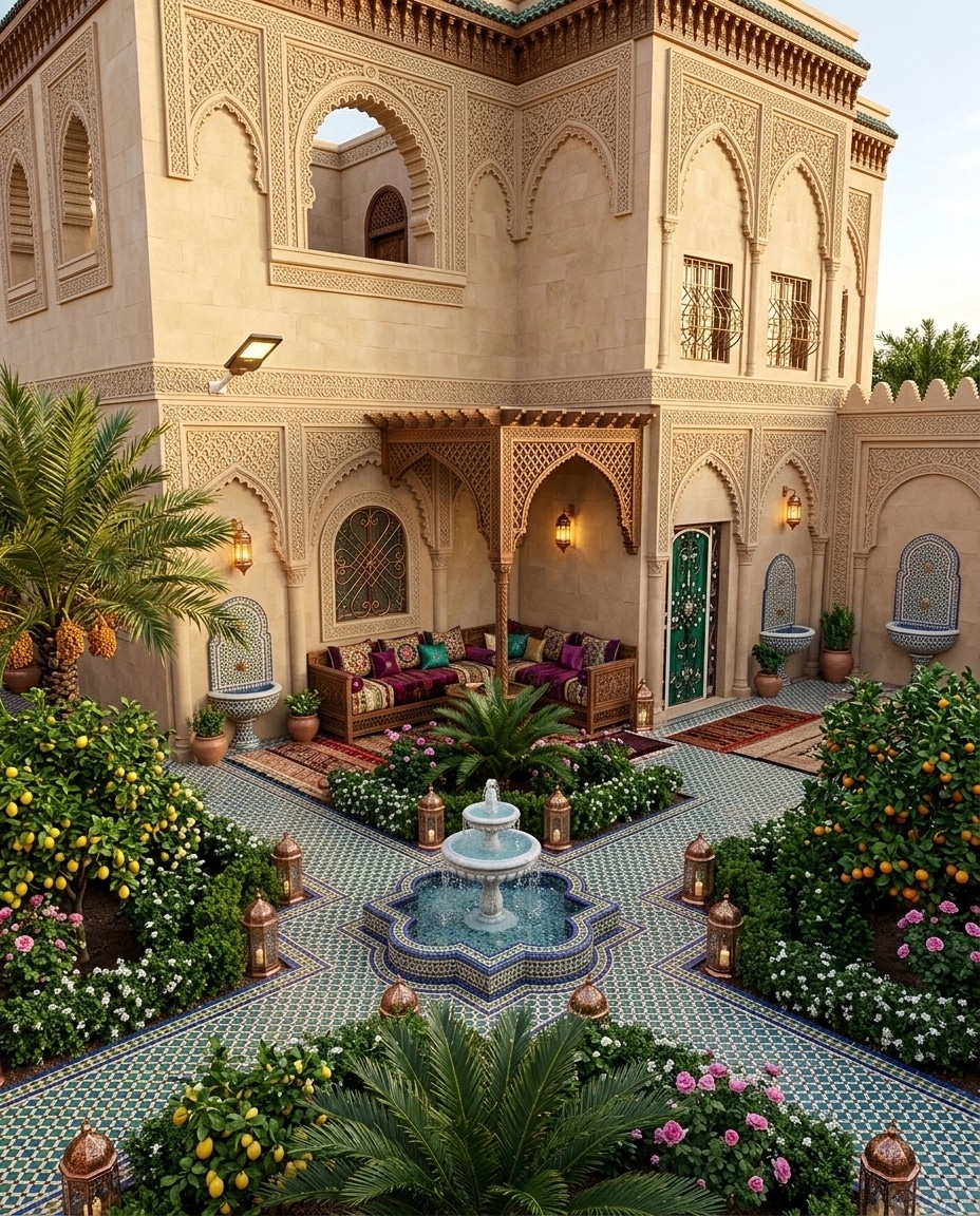 Yard design in Arabian Courtyard style — photo by GenRoom AI