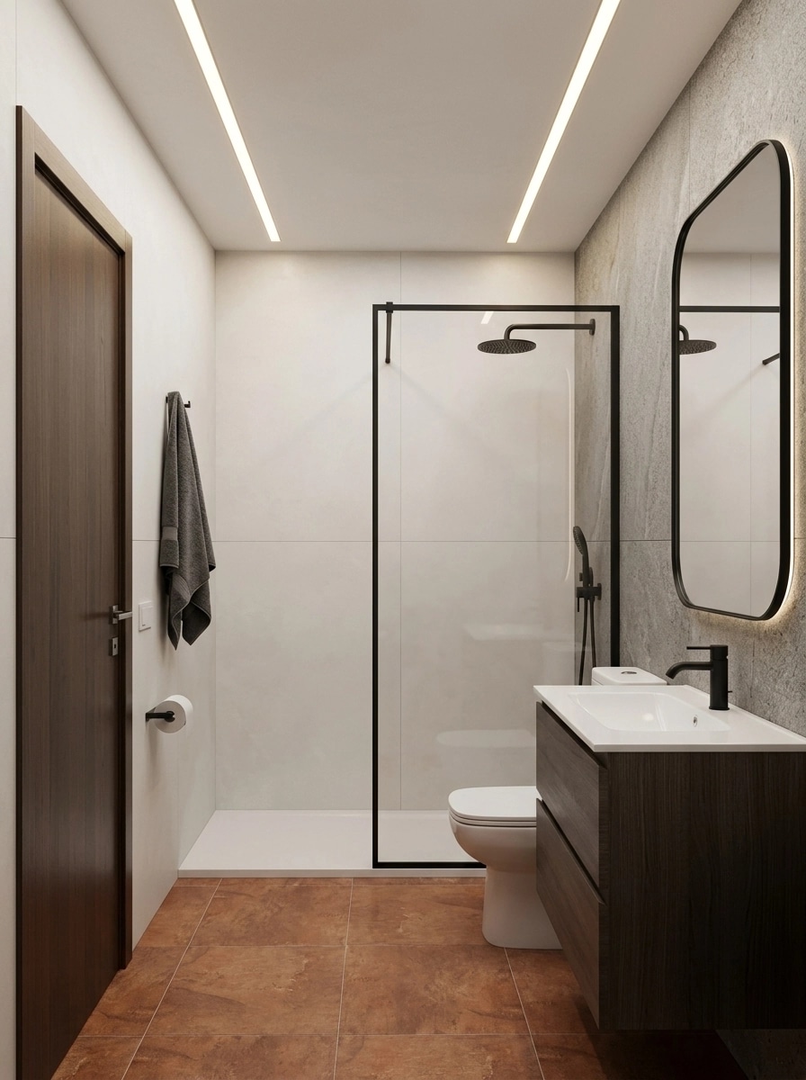 Bathroom interior in Minimalism style — photo by GenRoom AI