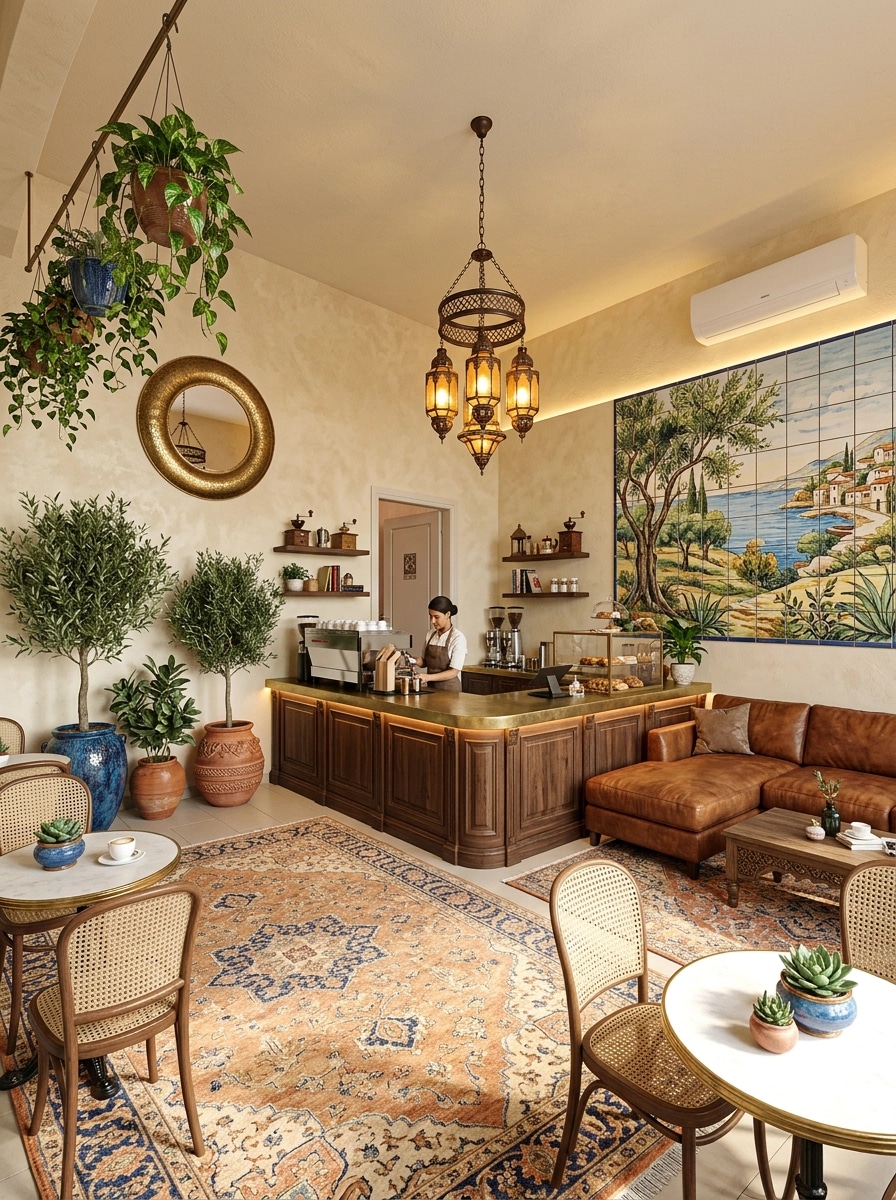 Interior design in Mediterranean style — coffee_shop by GenRoom AI