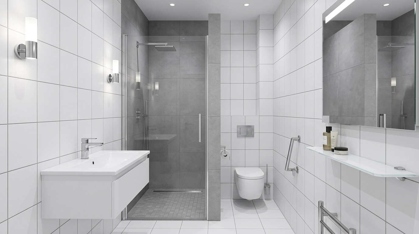 Bauhaus Bathroom design — interior photo by GenRoom AI
