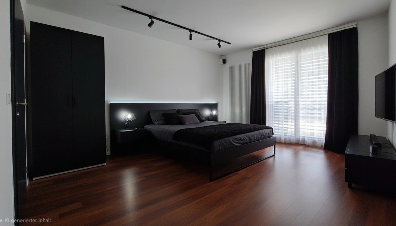 Diseño de interiores en estilo Blacktec — Dormitorio por GenRoom AI