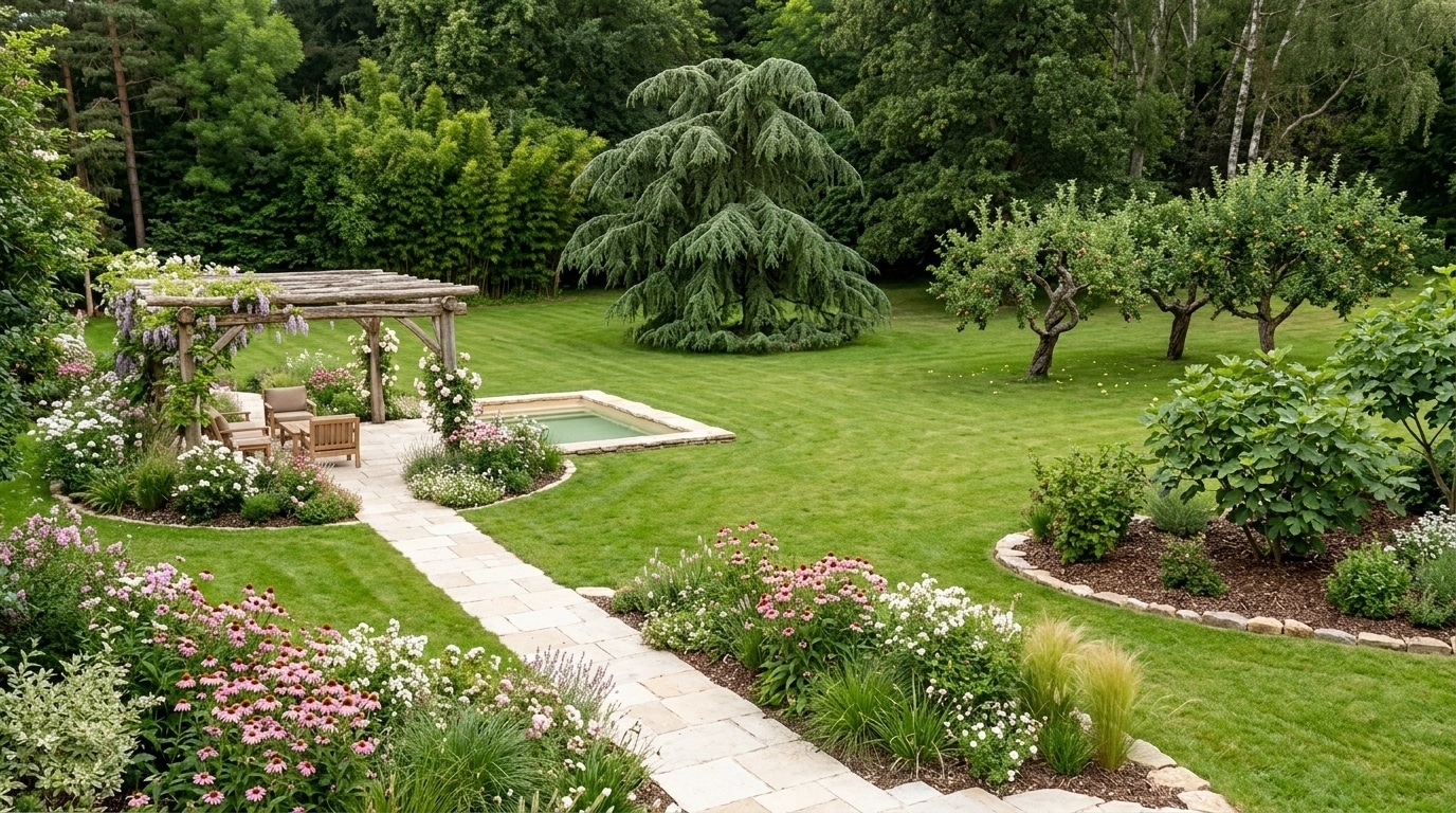 Country Rustic Garden Jardim design — yard photo by GenRoom AI