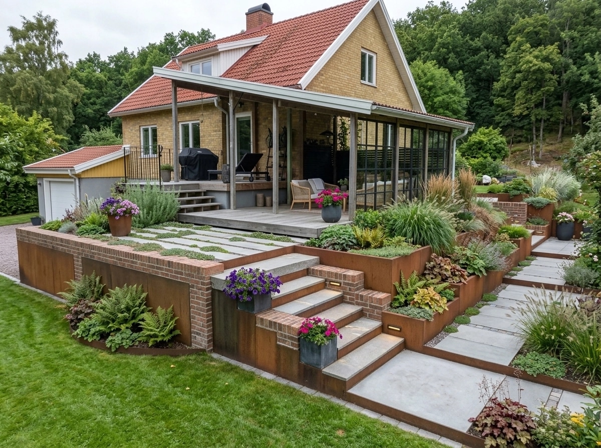 Landscape design in Scandinavian Garden style — Yard by GenRoom AI
