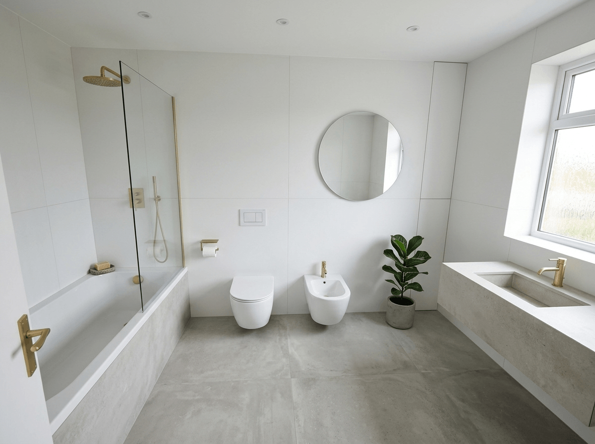 Bathroom interior in Minimalism style — photo by GenRoom AI