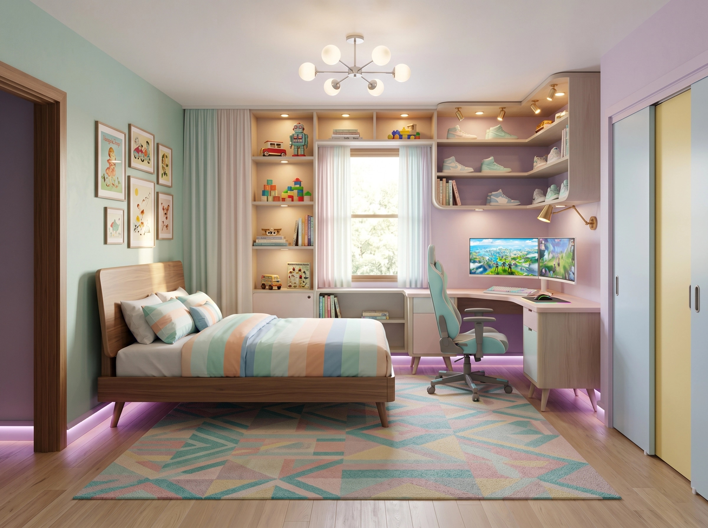 Interior design in Mid-Century Modern style — Kids Room by GenRoom AI