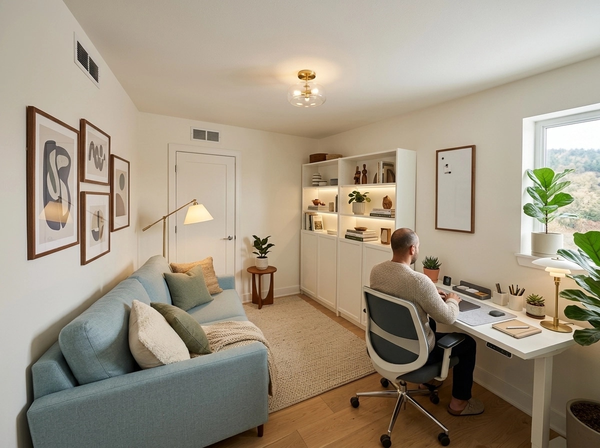 Office interior in Scandinavian style — photo by GenRoom AI