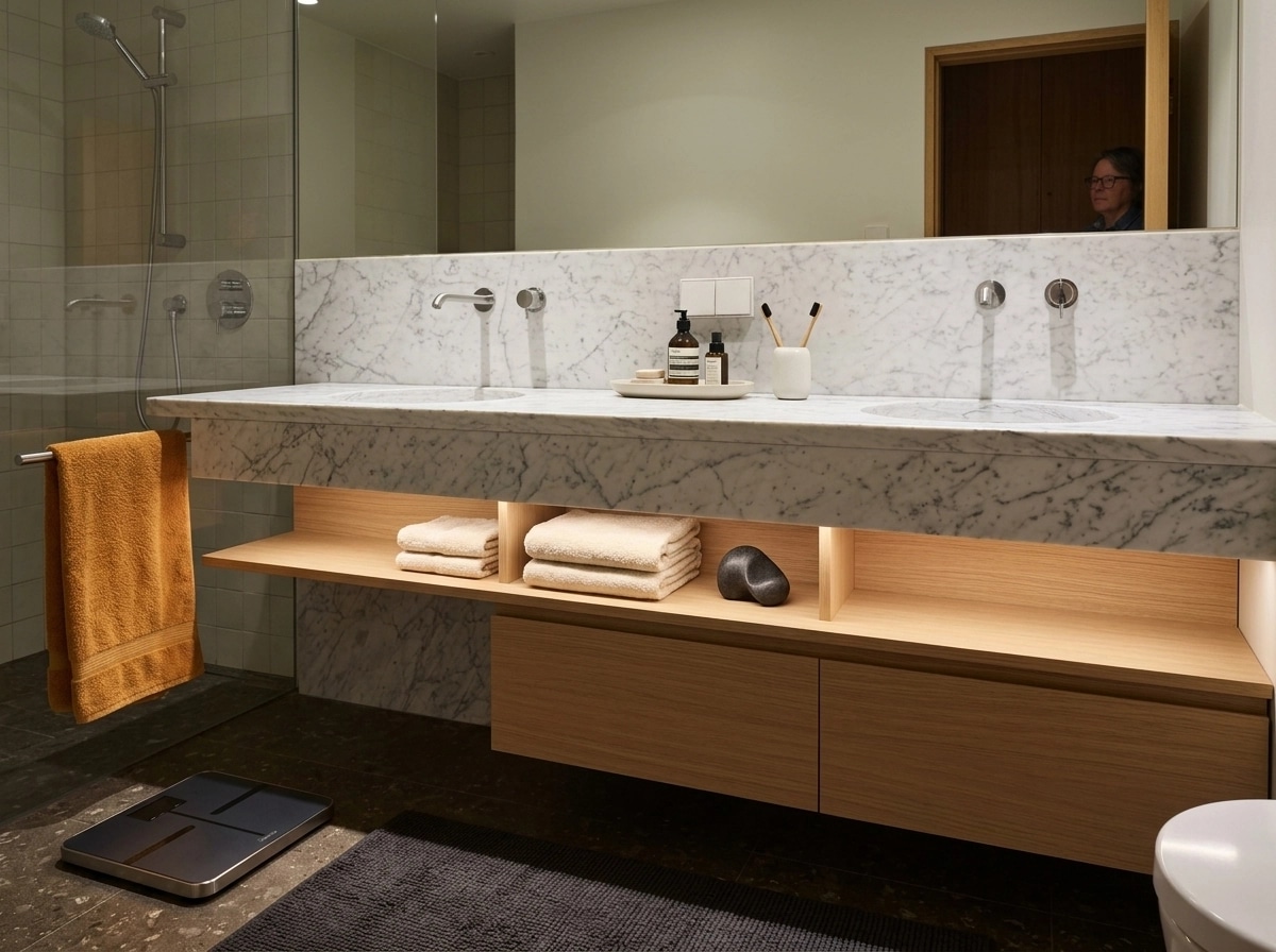 Bathroom interior in Minimalism style — photo by GenRoom AI