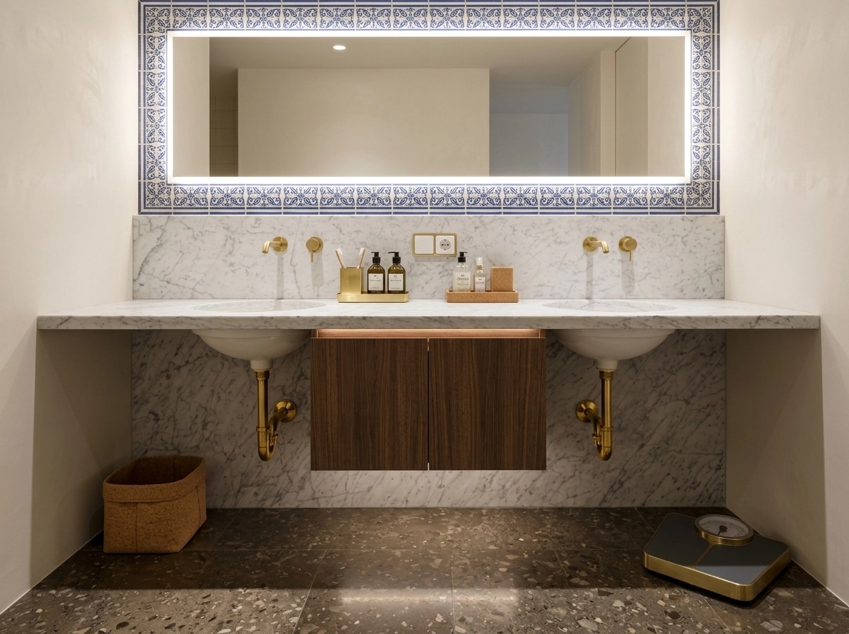 Bathroom interior in Portuguese Modern style — photo by GenRoom AI