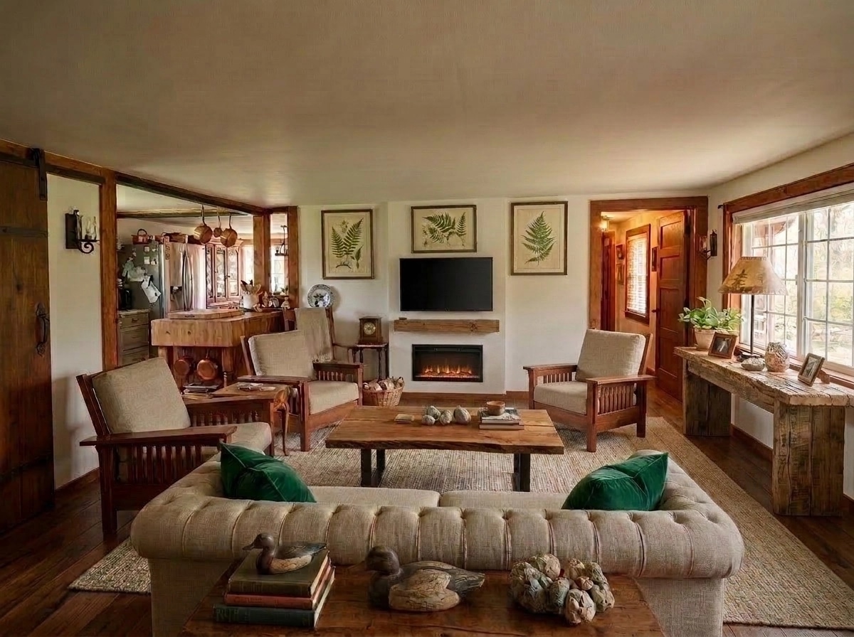 Interior design in Rustic style — Living Room by GenRoom AI