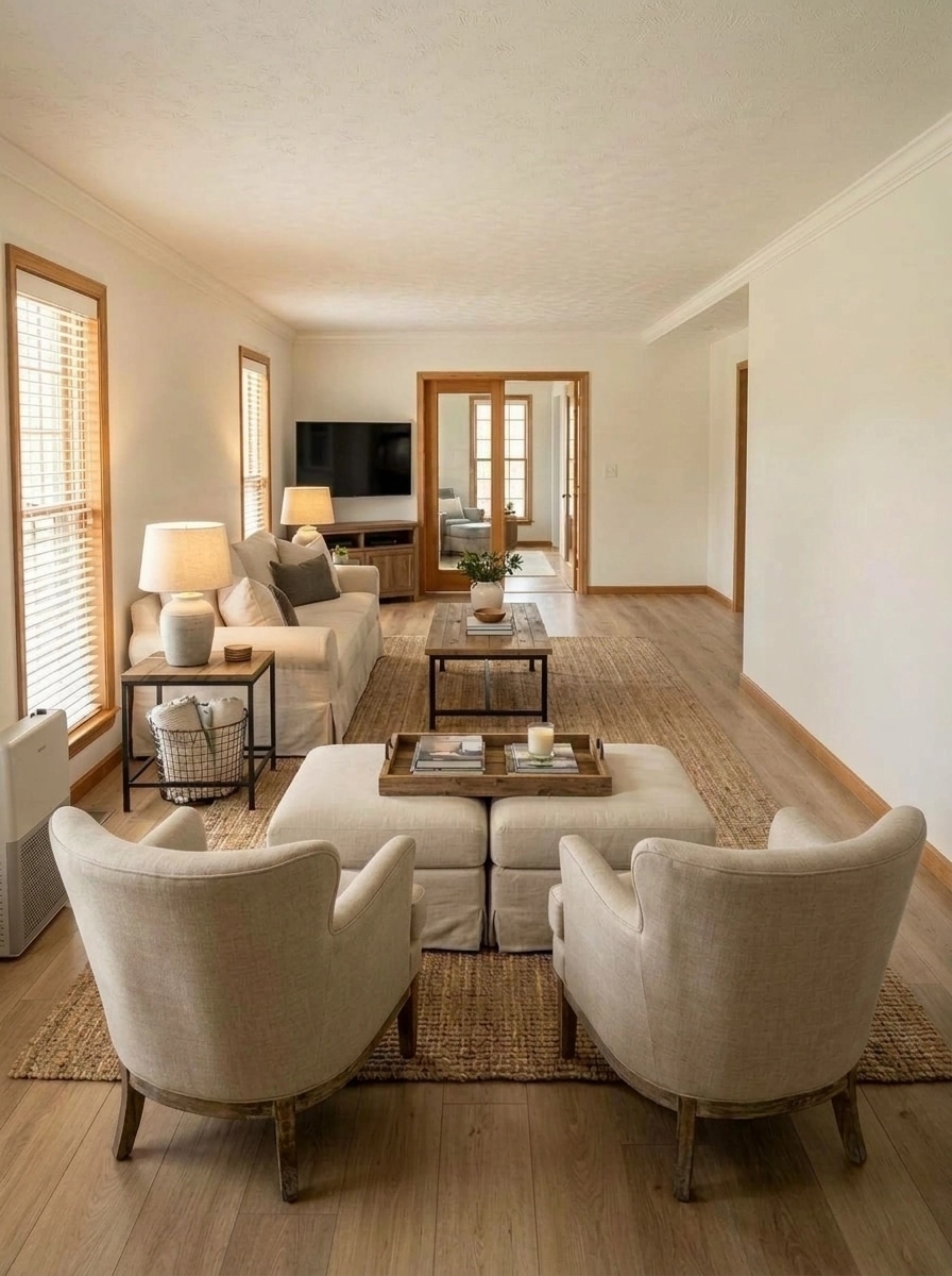 Modern Farmhouse Living Room design — interior photo by GenRoom AI