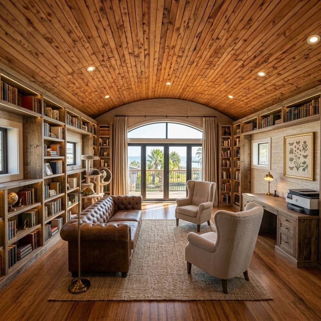 Interior design in Modern Farmhouse style — library by GenRoom AI