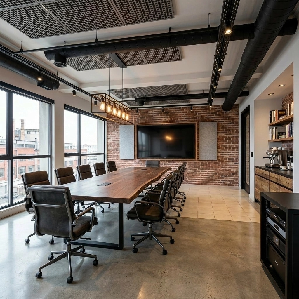Interior design in Loft / Industrial style — meeting_room by GenRoom AI