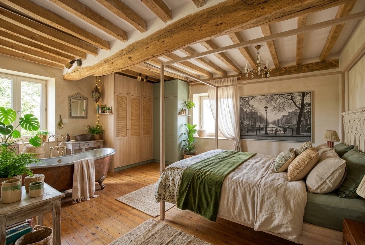 Bohemian Bedroom design — interior photo by GenRoom AI