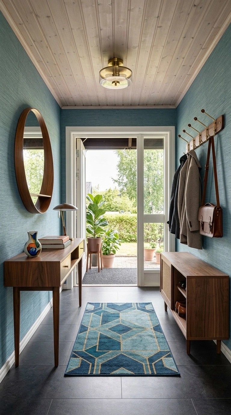 Hallway interior in Mid-Century Modern style — photo by GenRoom AI
