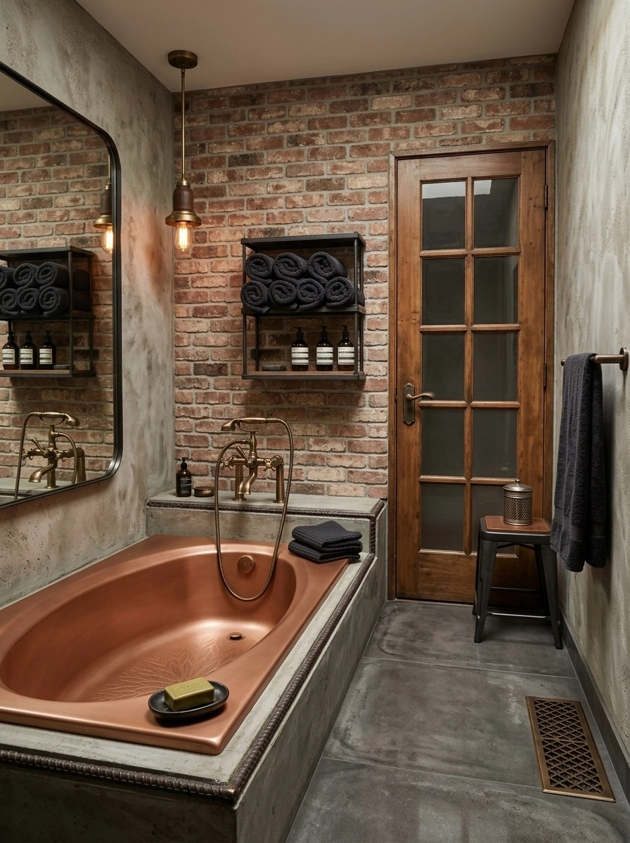 Interior design in Loft / Industrial style — Bathroom by GenRoom AI