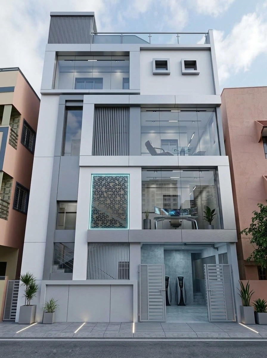 Hi-Tech Facade Facade design — facade photo by GenRoom AI
