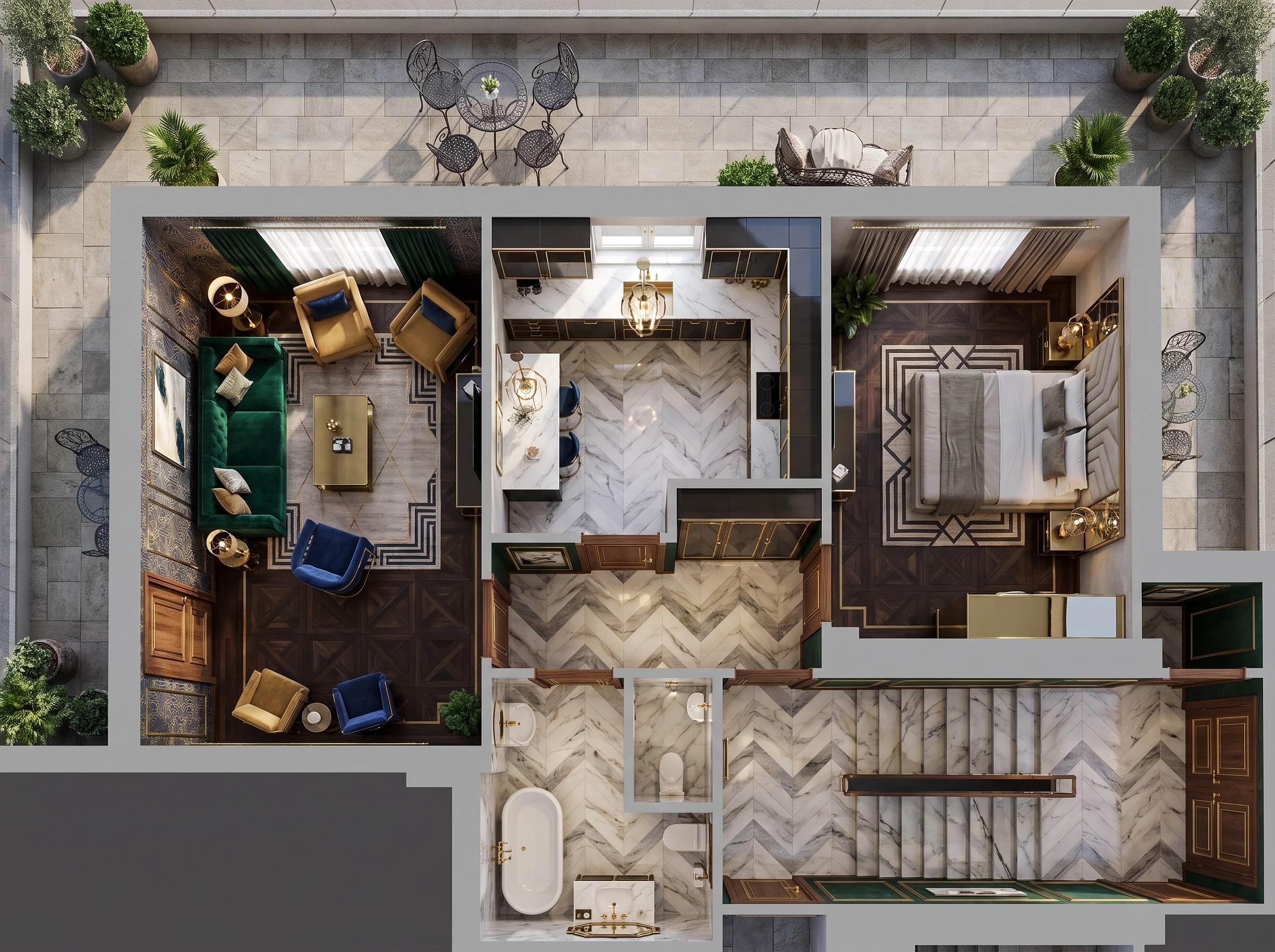 Art Deco Living Room design — interior photo by GenRoom AI