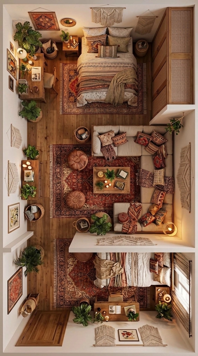 Interior design in Bohemian style — Living Room by GenRoom AI