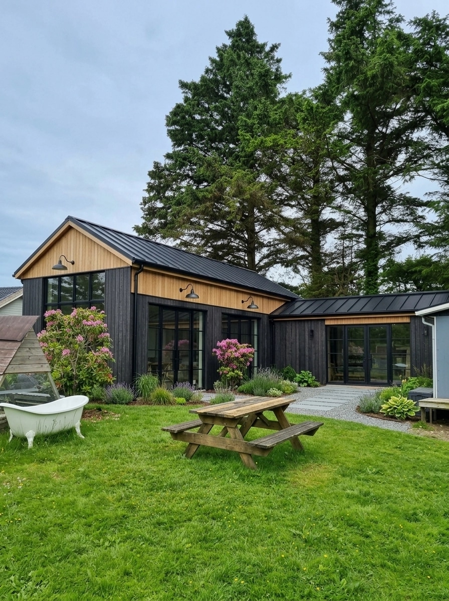 Facade design in Barnhouse Facade style — photo by GenRoom AI