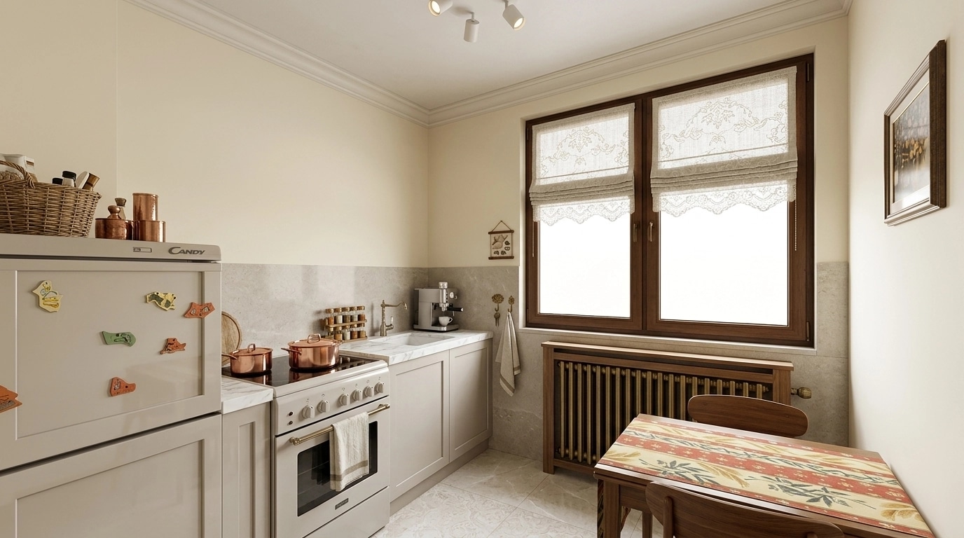 Kitchen interior in Transitional style — photo by GenRoom AI