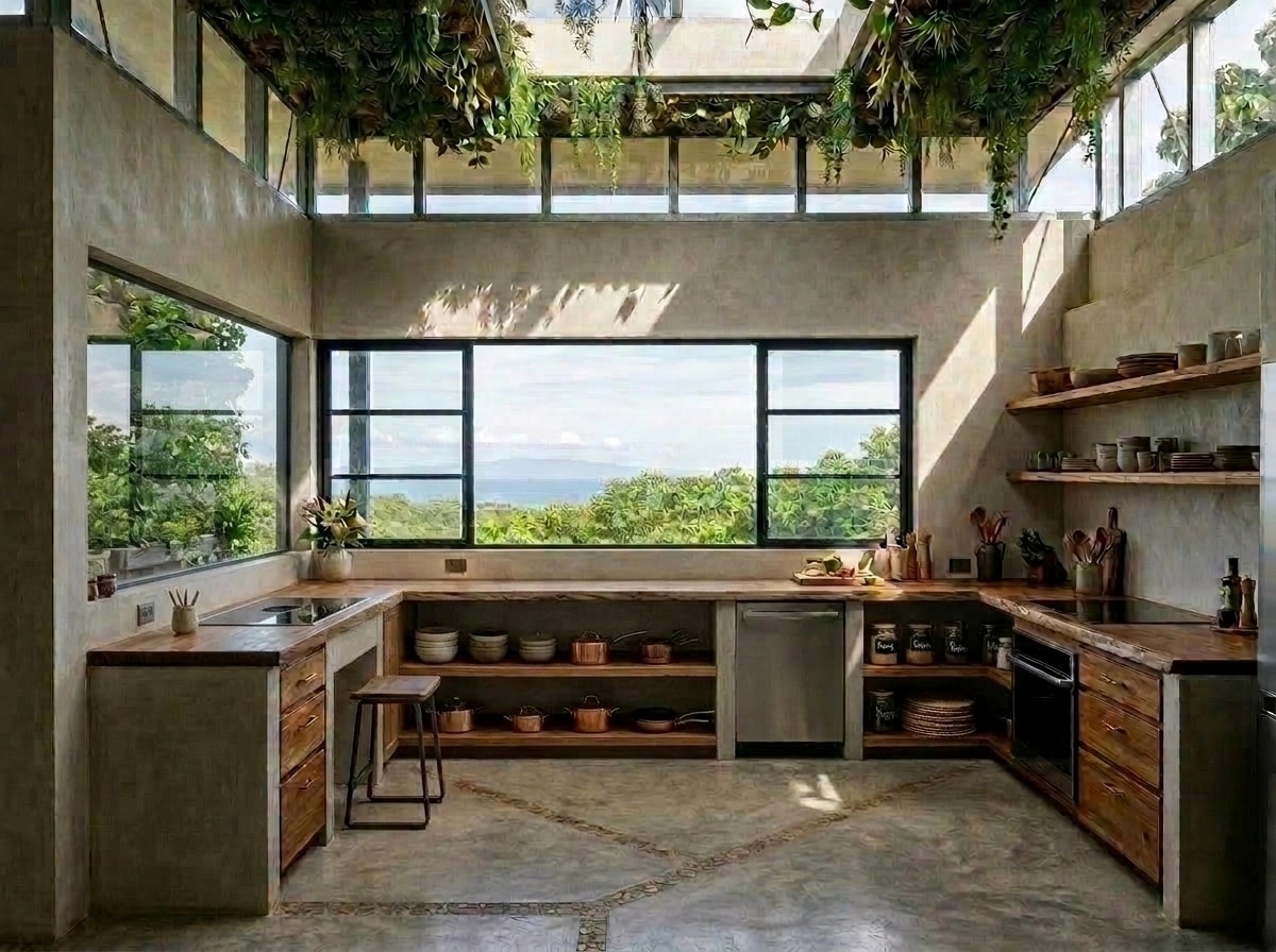 Kitchen interior in Biophilic style — photo by GenRoom AI